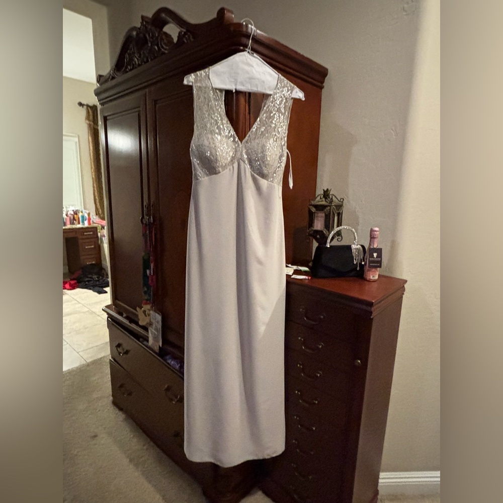 Social bridesmaid gray and silvery custom made gown size 12. Worn once